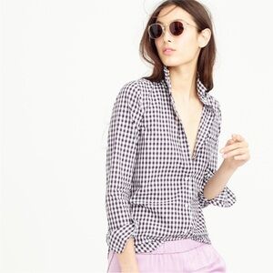 Purple and white striped Button up